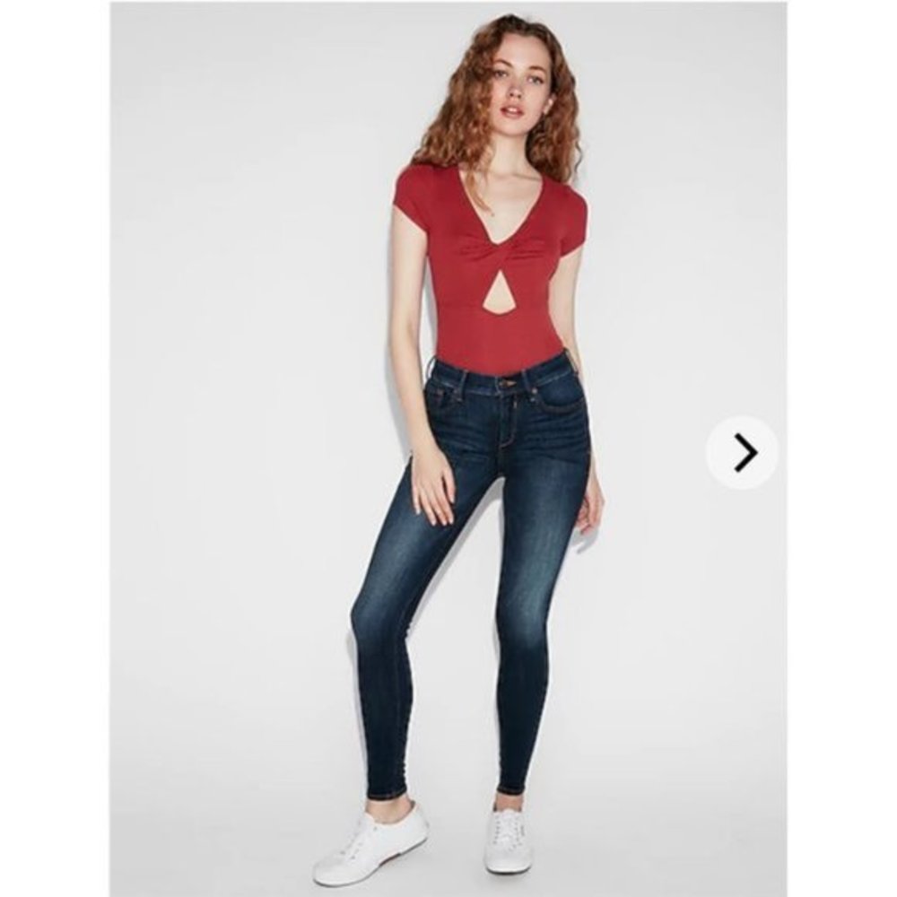 Express Mid Rise Dark Wash Jean Legging‎